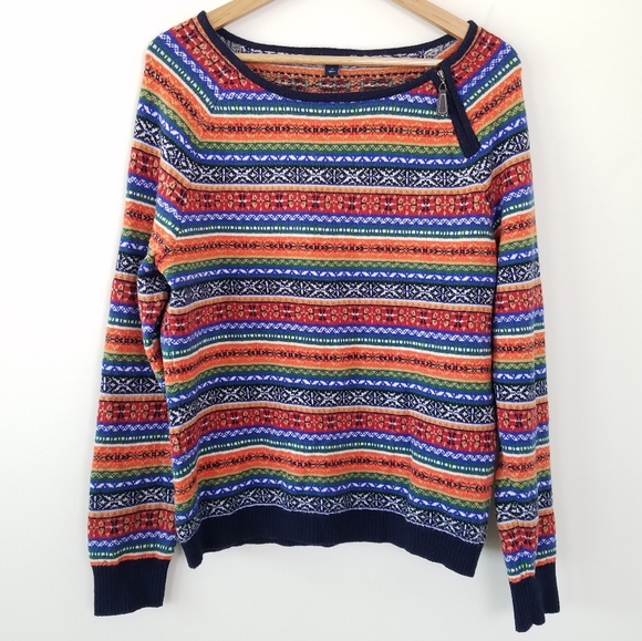 Tommy Hilfiger Fair Isle Boat Neck Sweater, Sz L - Picture 1 of 8